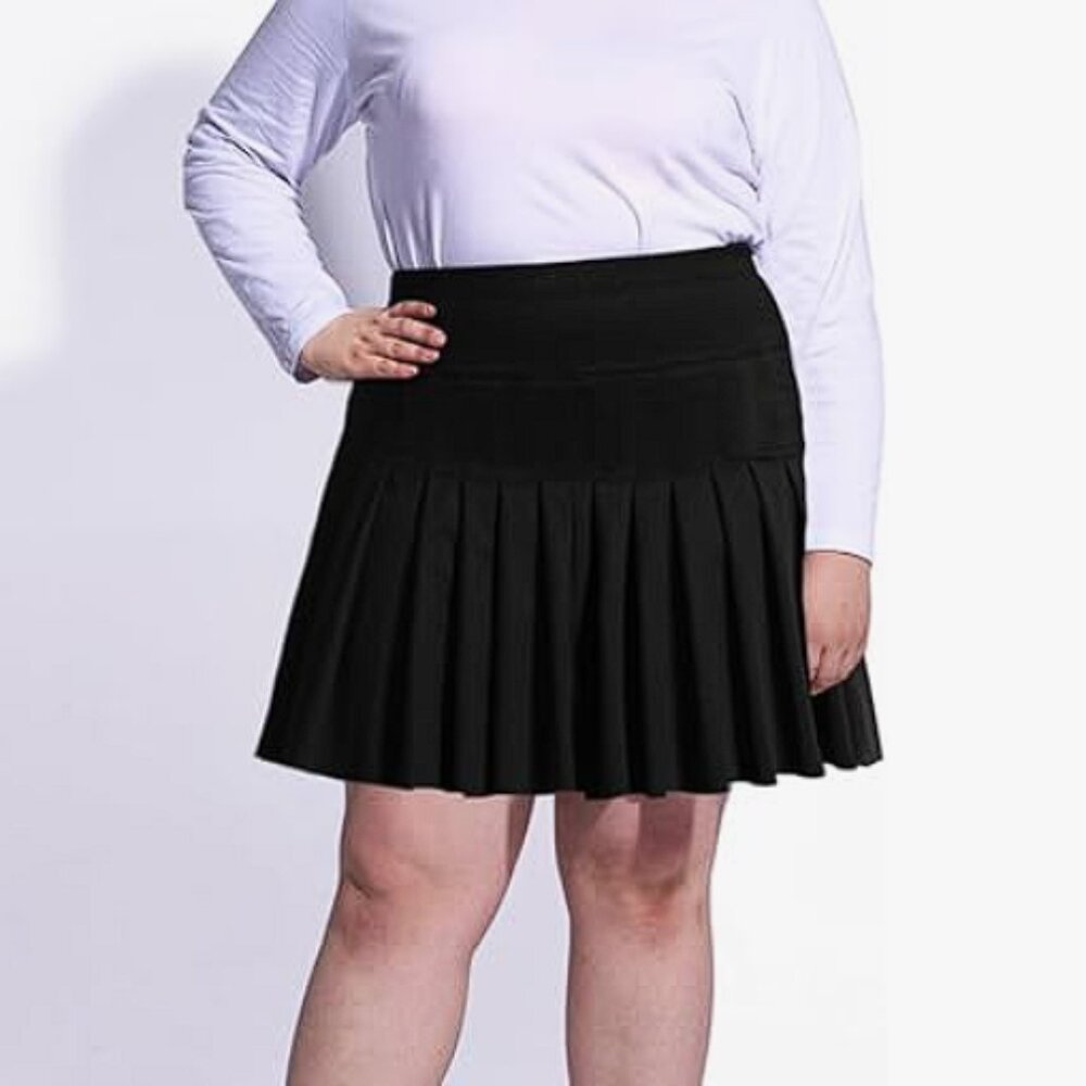 Black Pleated Mini Skort / Skirt - Size 3XL - 3X